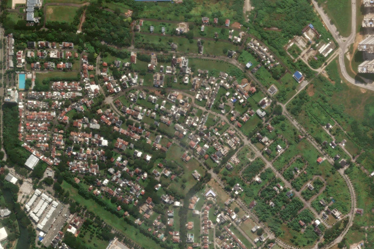 Citra satelit area lokasi Trans Merpati di Lippo Cikarang, Cibatu, Kabupaten Bekasi